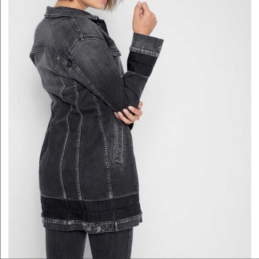 7 For All Mankind Long Trucker Denim Jacket - Picture 3 of 10